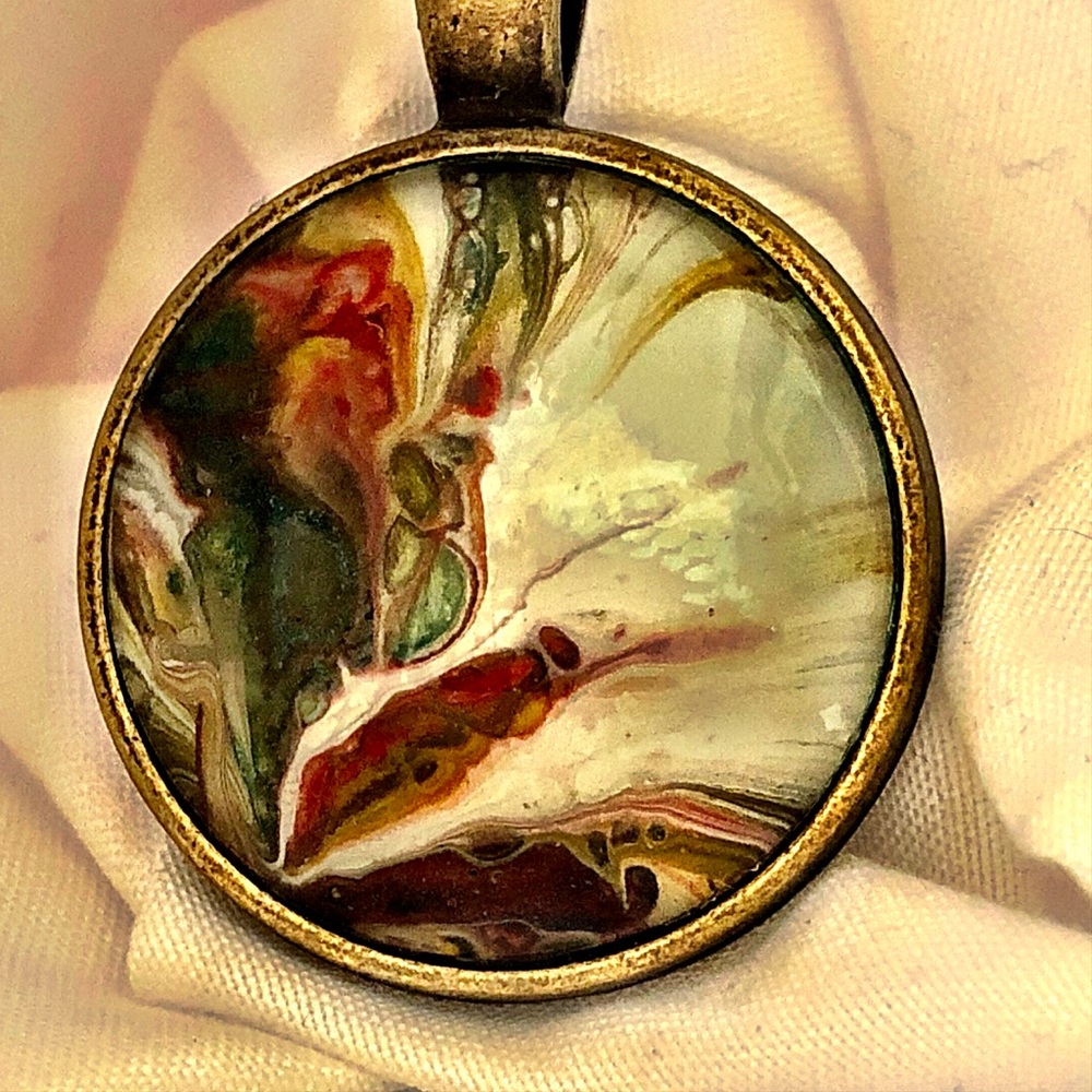🍁2-for-$12🍁 Hand-Painted Fluid Art Pendant